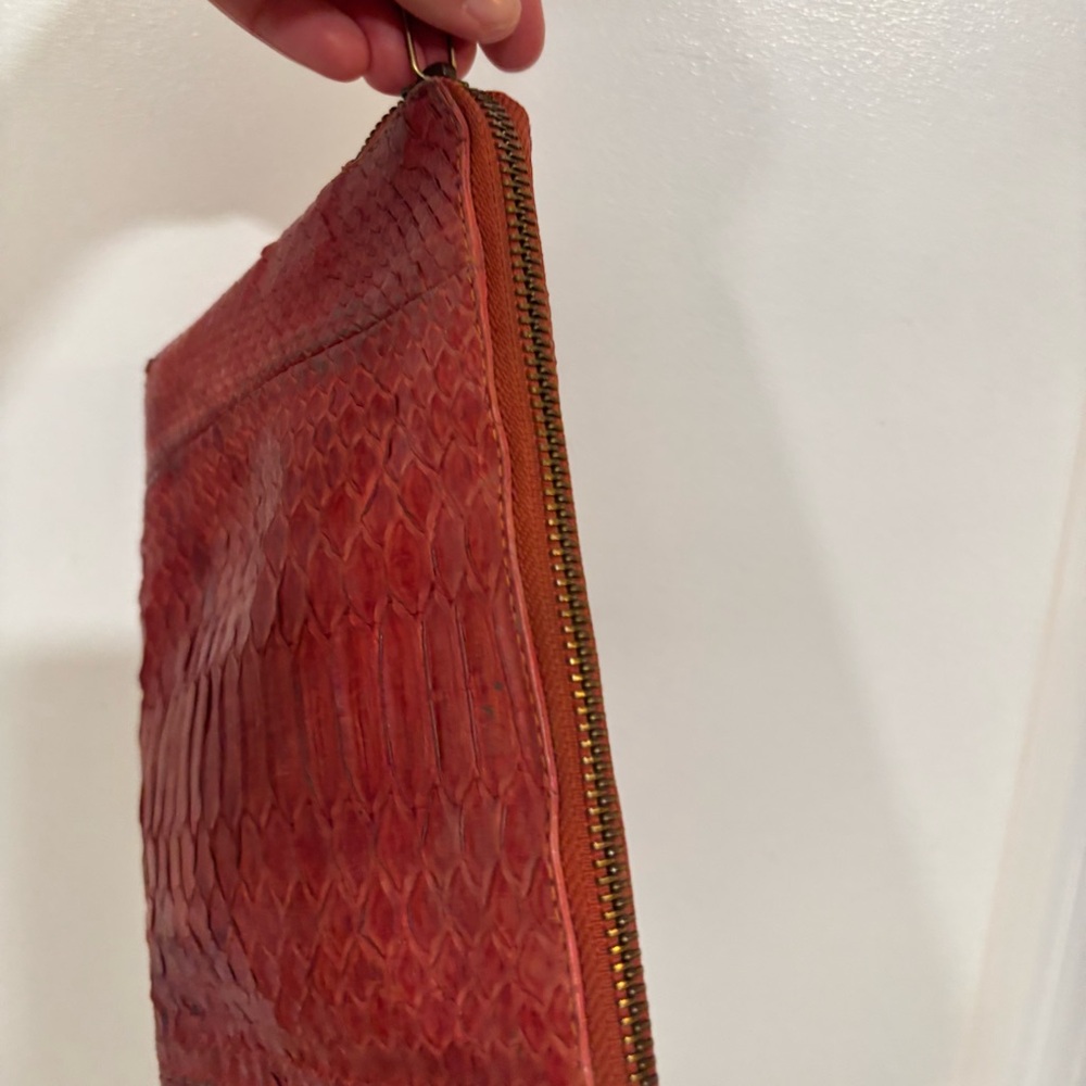 Johnny Ramli Designer Red Snakeskin Zip Bag/Clutch - Picture 4 of 16